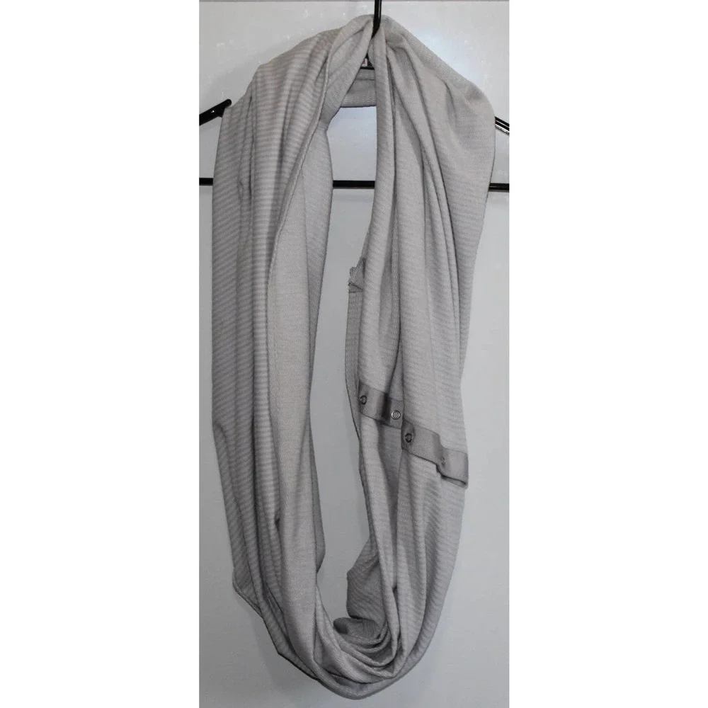 Women's Lululemon Athletica Vinyasa Gray Striped Infinity Wrap Scarf One Size